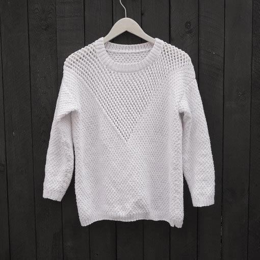 Net sweater strikkeopskrift i bomuldsblend - Knit Wit Company